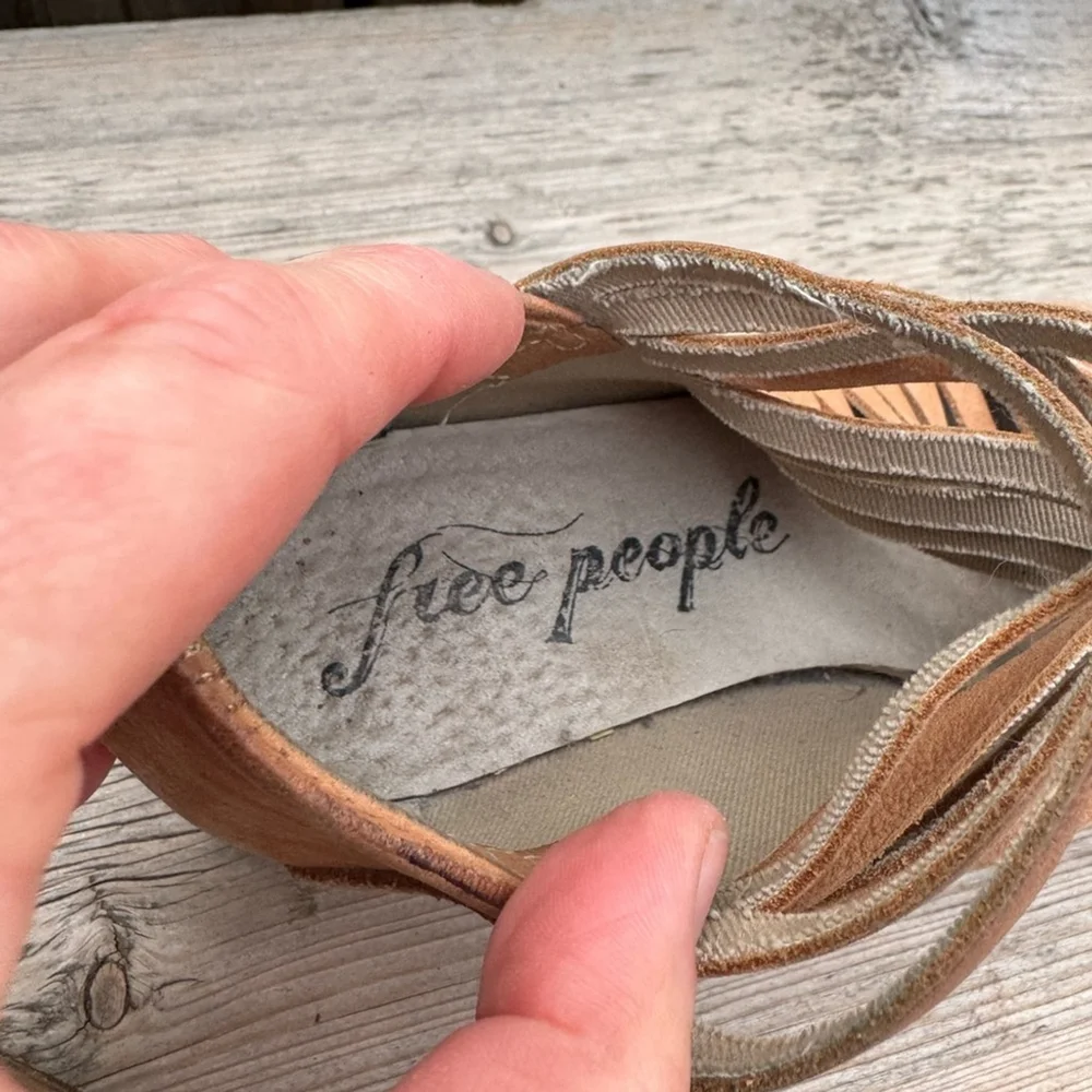 Free People Lost Valley Ankle Boot Tan Strappy Italian Leather Size 36 (EU) US 6 - Picture 5 of 10
